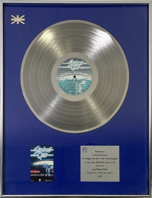 Lot 514 - STATUS QUO - OFFICIAL BPI SILVER DISC AWARD FOR 'ROCKIN' ALL OVER THE WORLD'.