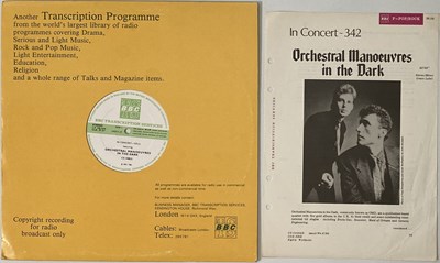 Lot 201 - BBC TRANSCRIPTION DISC - ORCHESTRAL MANOEUVRES IN THE DARK LP (CN 4488/S)