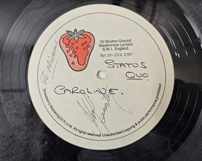 Lot 143 - STATUS QUO - CAROLINE/DIRTY WATER/DOWN DOWN LIVE ACETATE (SIGNED)