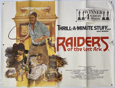 Lot 259 - RAIDERS OF THE LOST ARK (1981) - ORIGINAL 1981 UK QUAD POSTER.