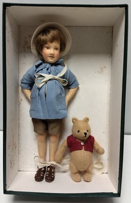 Lot 23 - R. JOHN WRIGHT CHRISTOPHER ROBIN AND WINNIE THE POOH FELT DOLLS