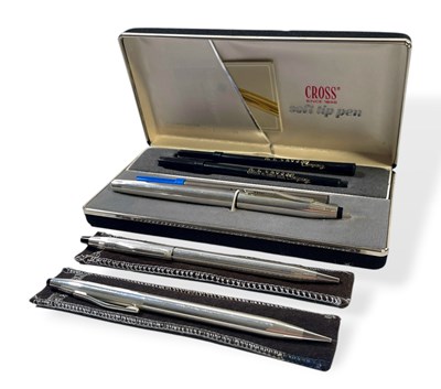 Lot 11 - STERLING SILVER CROSS / TIFFANY PENS X 3