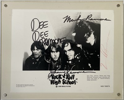 Lot 631 - RAMONES - SIGNED 'ROCK N ROLL HIGH SCHOOL' 8X10".