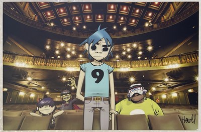 Lot 749 - GORILLAZ - JAMIE HEWLETT SIGNED LARGE FORMAT 'DEMON DAYS' PRINT.