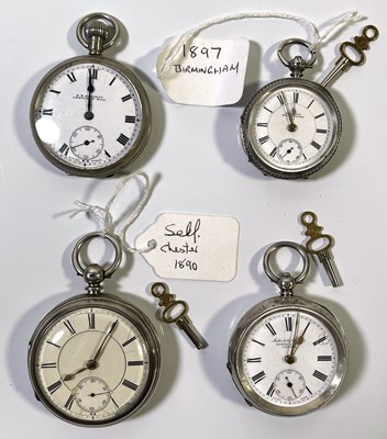 Lot 30 - FOUR MOSTLY SILVER POCKET WATCHES.