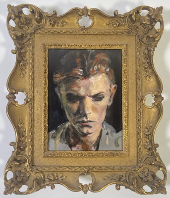 Lot 693 - DAVID BOWIE - ORIGINAL OIL PORTRAIT BY GERALDINE SWAYNE (1965-).