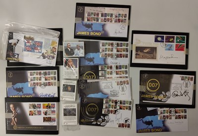 Lot 72 - JAMES BOND SIGNED FIRST DAY COVERS AND TRADING CARDS PACK