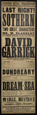 Lot 186 - 1866 CENTURY THEATRE ROYAL BIRMINGHAM POSTER.