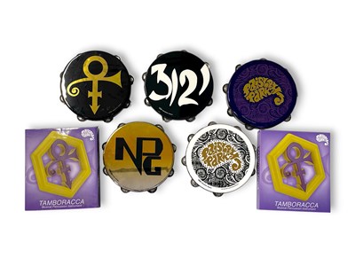Lot 669 - PRINCE - COLLECTION OF TAMBOURINES AND PAISLEY PARK OFFICIAL INSTRUMENTS.