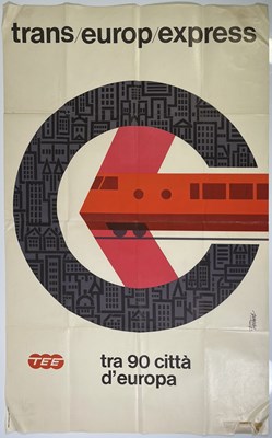 Lot 188 - ANDRE PASTURE - TRANS EUROP EXPRESS TRAIN/RAILWAY POSTER C 1968.