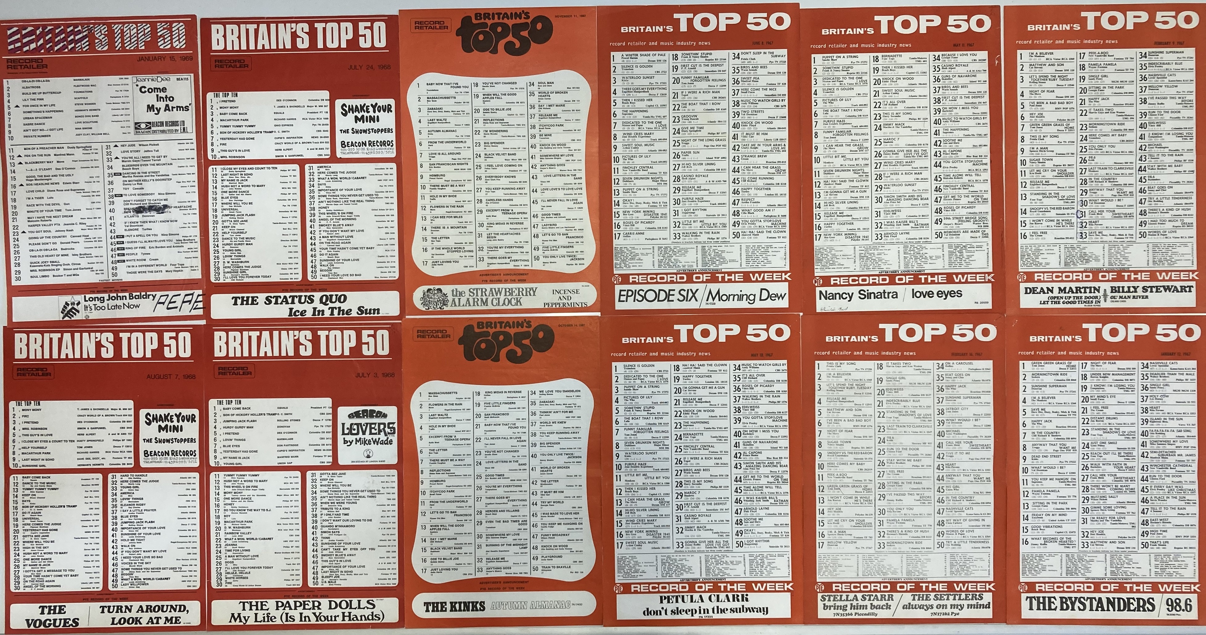 Lot 174 - ORIGINAL 1960S RECORD CHART POSTERS
