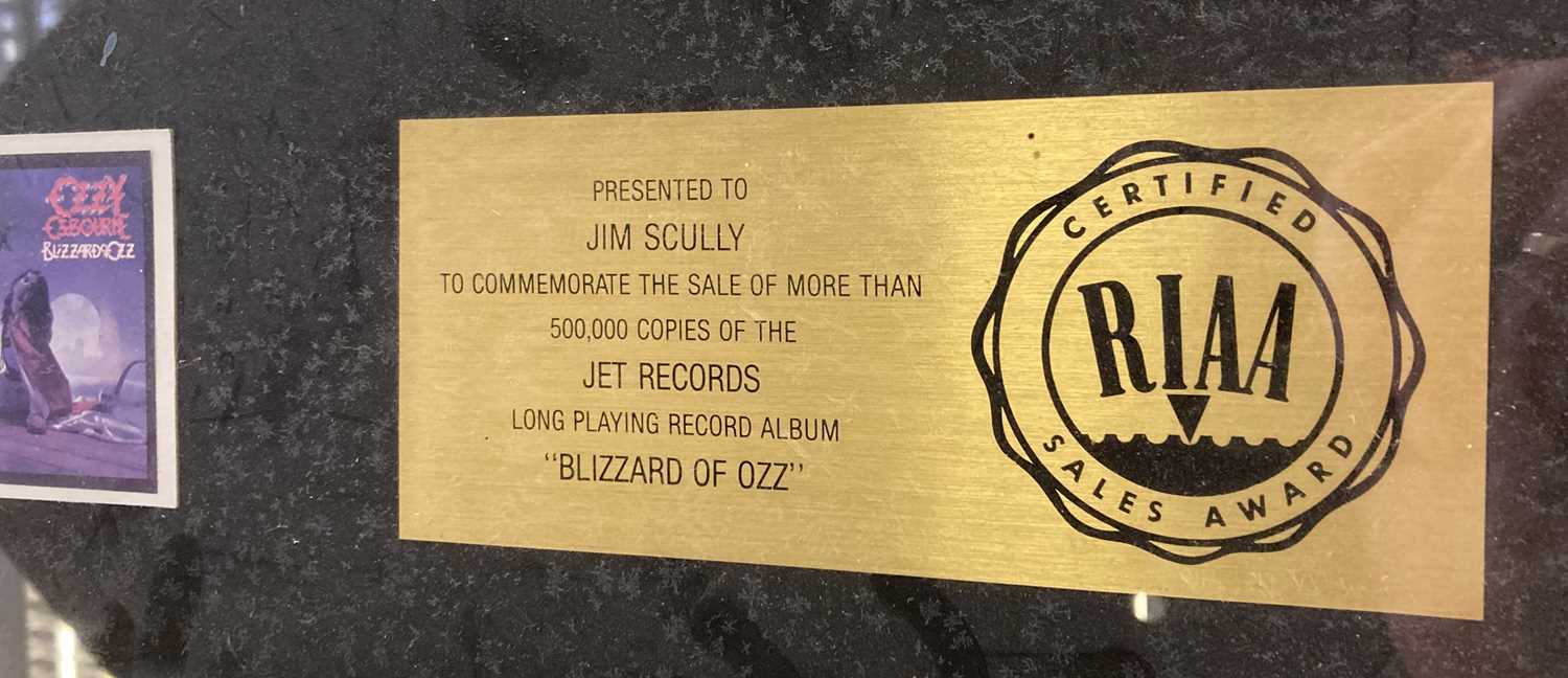 Lot 228 - OZZY OSBOURNE RIAA GOLD DISC AWARD