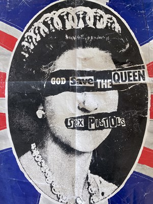 Lot 546 - SEX PISTOLS ORIGINAL JAMIE REID DESIGNED GOD SAVE THE QUEEN POSTER.