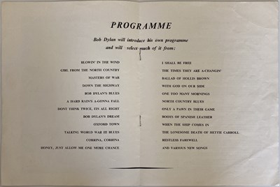Lot 90 - CONCERT PROGRAMMES TO INC BOB DYLAN 1964 FESTIVAL HALL.