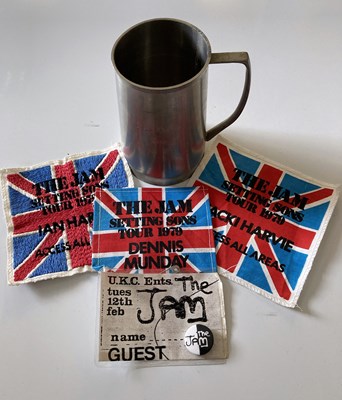 Lot 535 - THE JAM - 1970S TOUR EPHEMERA INC TANKARD GIVEN BY RICK BUCKLER.