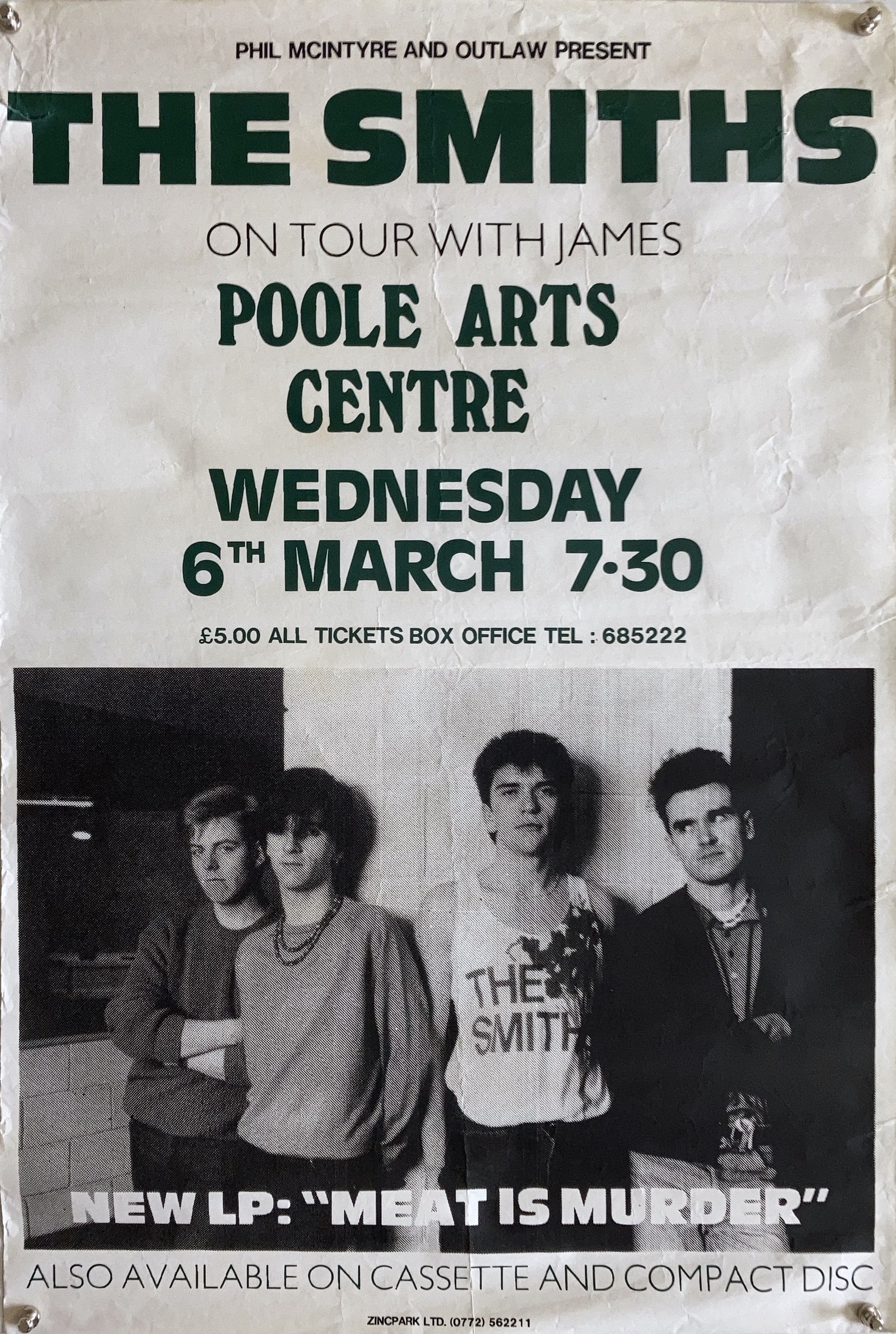 Lot 520 THE SMITHS ON TOUR WITH JAMES POOLE POSTER.