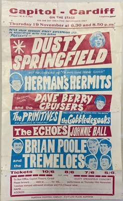 Lot 71 - DUSTY SPRINGFIELD / HERMAN'S HERMITS 1964 CAPITOL CARDIFF HANDBILL AND TICKET STUBS