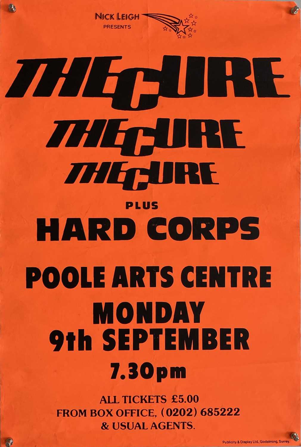 Lot 183 - THE CURE 1985 CONCERT POSTER.