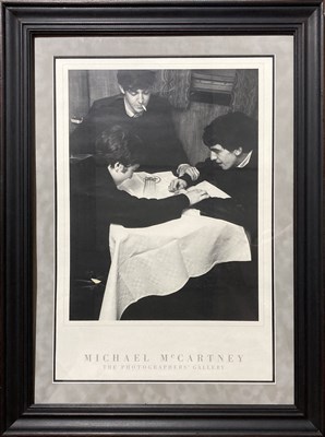 Lot 468 - MIKE MCCARTNEY - THE BEATLES 'OUIJA BOARD' FRAMED PHOTOGRAPH.