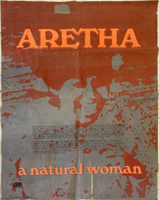 Lot 202 - ORIGINAL ATLANTIC RECORDS ARETHA FRANKLIN - A NATURAL WOMAN FABRIC POSTER.