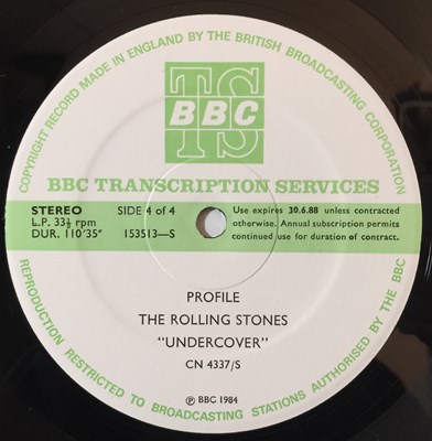 Lot 905 - THE ROLLING STONES - PROFILE UNDERCOVER LP (ORIGINAL BBC TRANSCRIPTION SERVICES RELEASE - CN 4337/S)