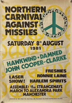 Lot 206 - THE DAMNED / HAWKWIND / JOHN COOPER-CLARKE CND POSTER.