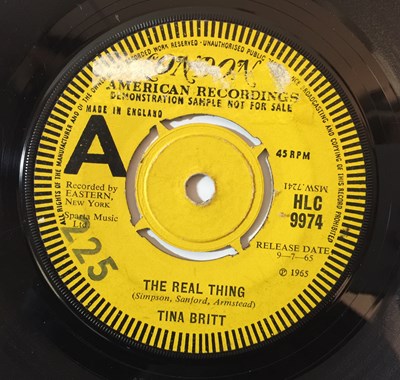 Lot 903 - TINA BRITT - THE REAL THING/ TEARDROPS FELL - UK 7" LONDON DEMO (HLC 9974)