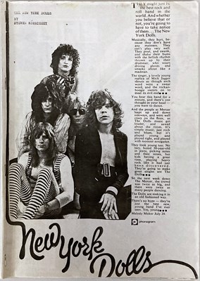 Lot 524 - MORRISSEY - EARLY EXAMPLE OF NEW YORK DOLLS FANZINE.