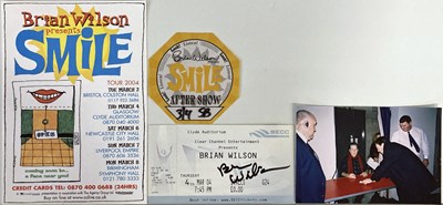 Lot 376 - BRIAN WILSON SIGNED TICKET STUB AND MEMORABILIA.