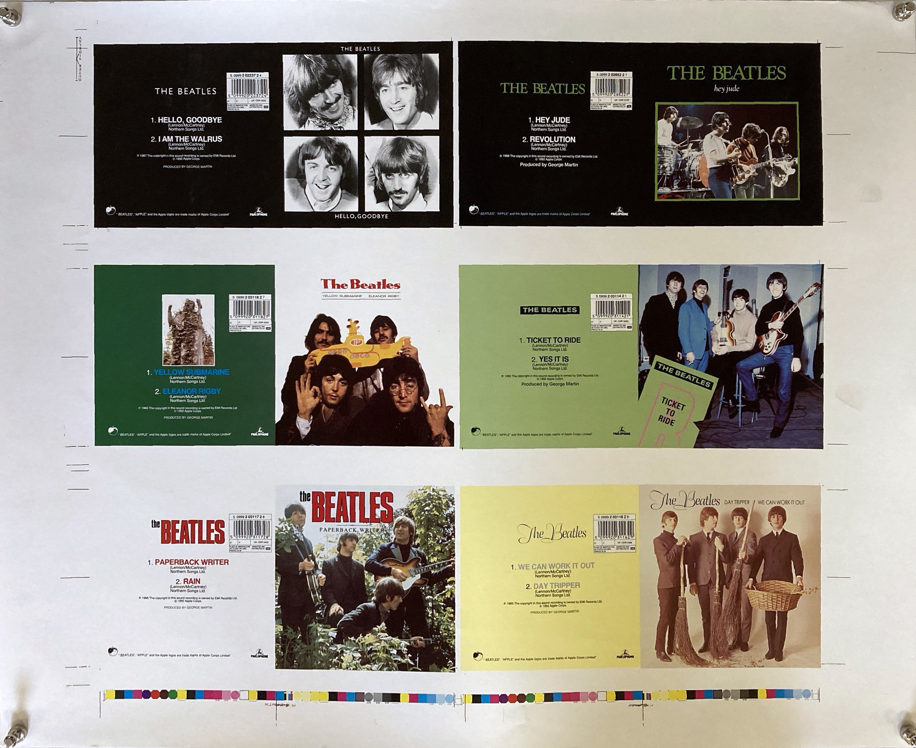 Lot 487 BEATLES PRINTERS PROOF SHEETS