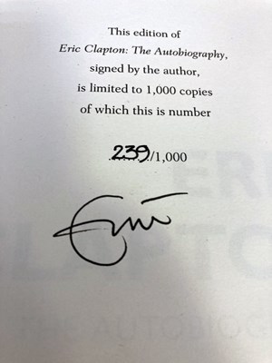 Lot 383 - ERIC CLAPTON SIGNED AUTOBIOGRAPHY.