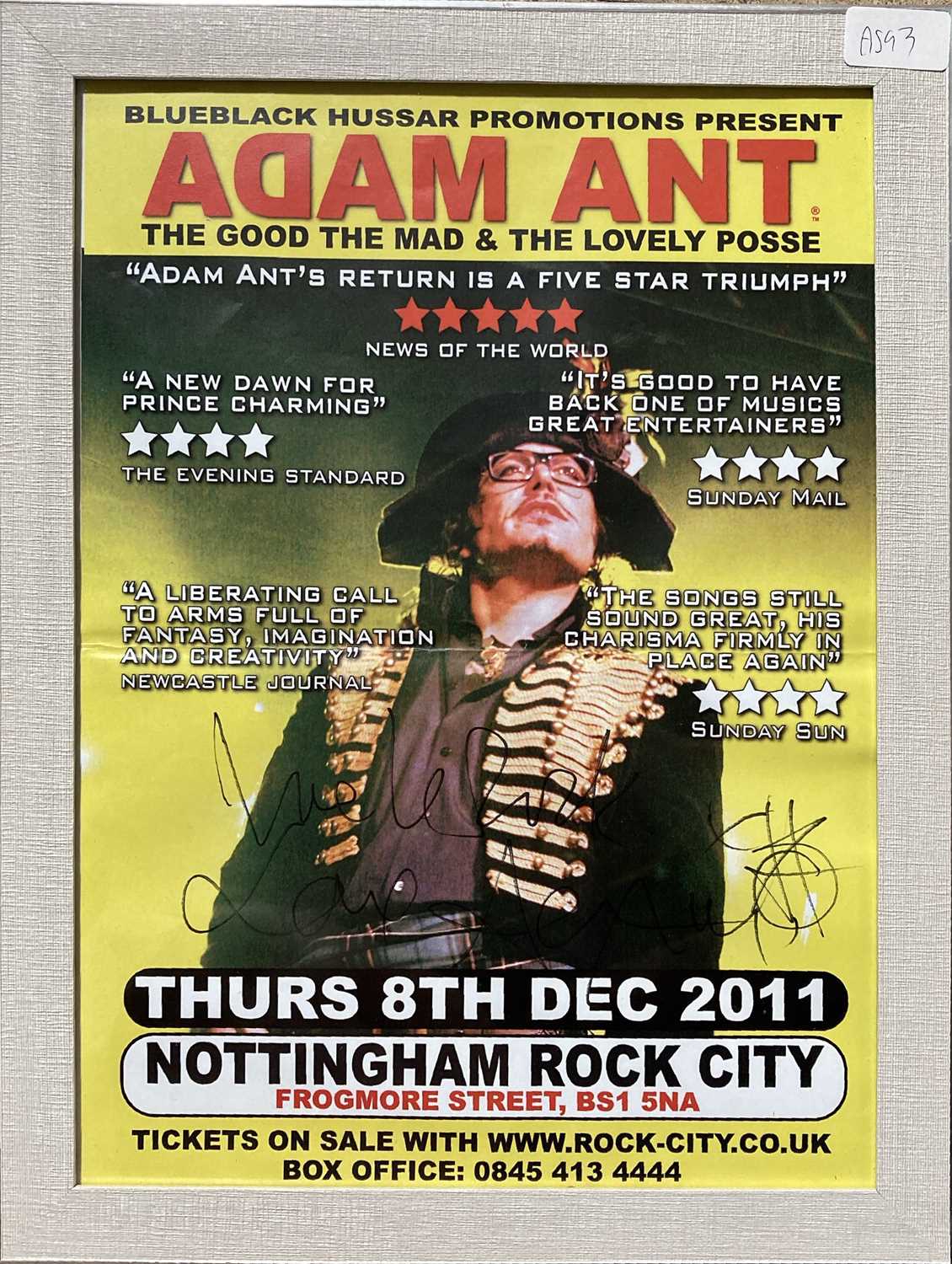 Lot 389 - ADAM ANT SIGNED POSTER.