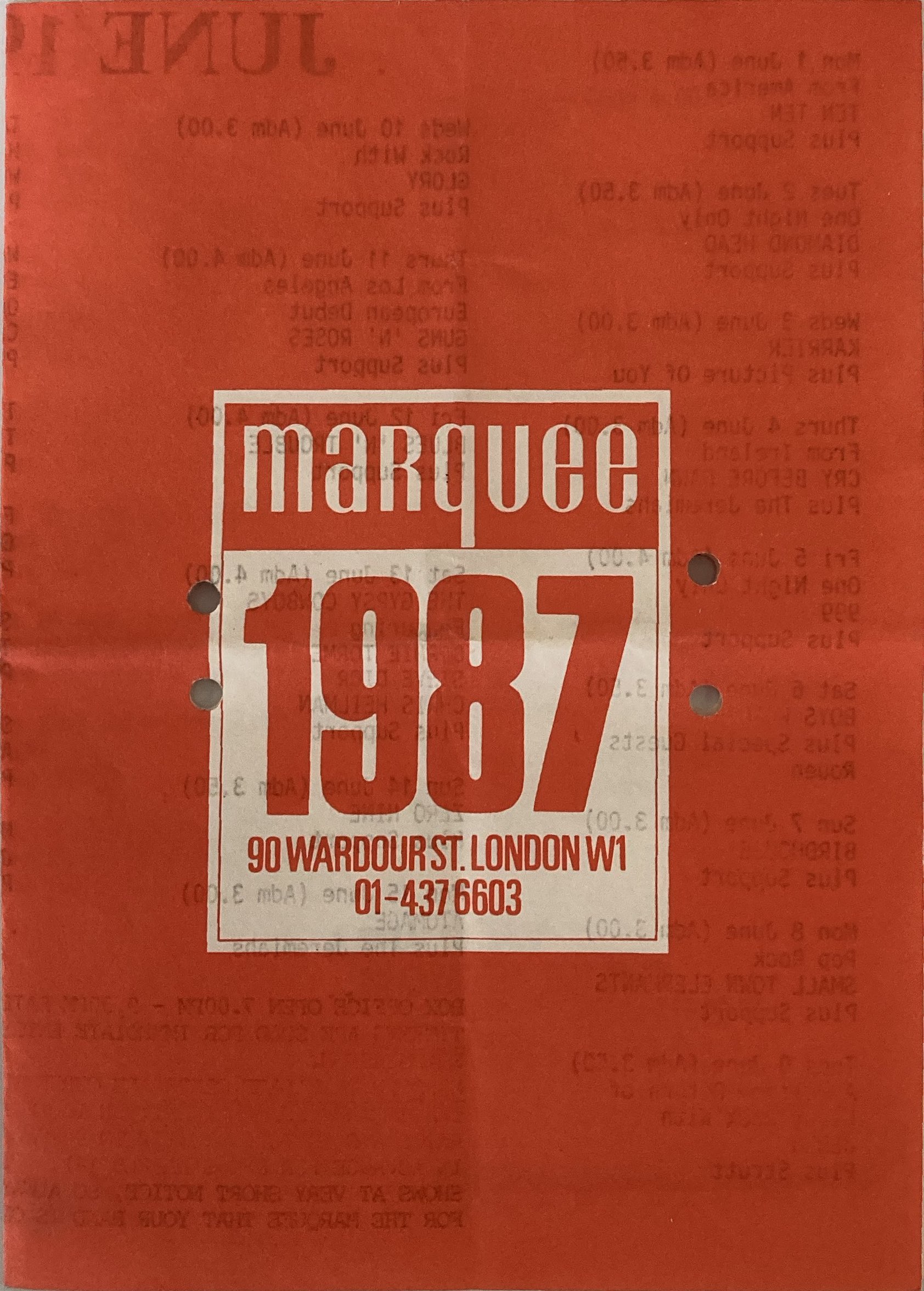 Lot 117 MARQUEE 1987 LISTINGS INC GUNS N ROSES FIRST