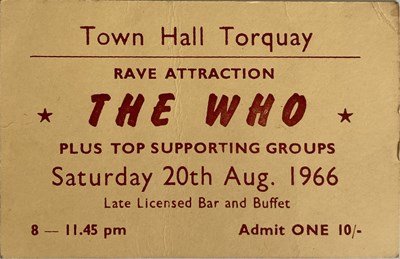 Lot 103 - THE WHO 1966 CONCERT TICKET.