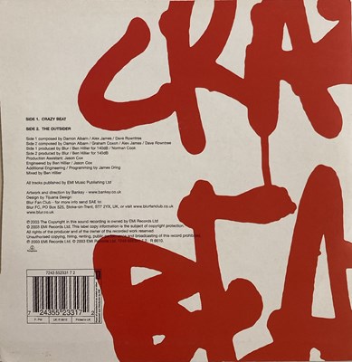 Lot 1085 - BLUR - CRAZY BEAT 7" (ORIGINAL UK BANKSY DESIGNED SLEEVE - PARLOPHONE R 6610)